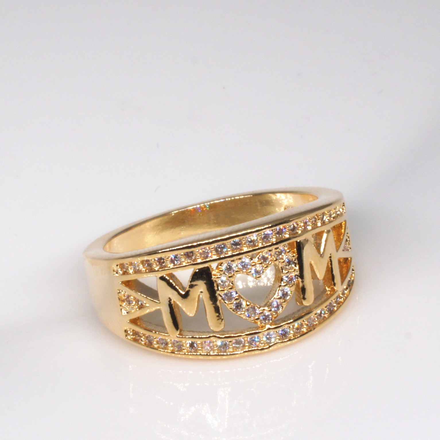 Wholesale 18k white gold plated diamond heart shaped ring